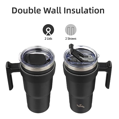 Image of Konokyo 20 oz Tumbler with Handle and Straw, Insulated Travel Mug