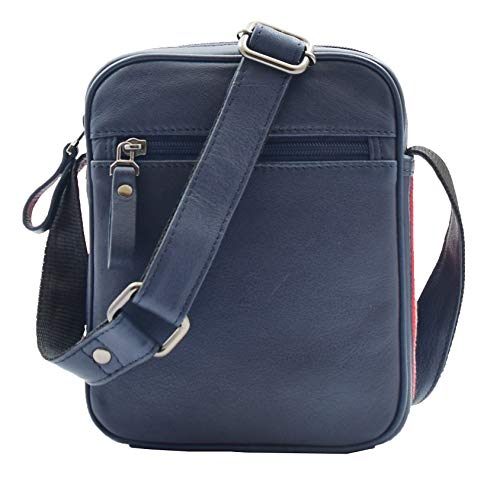 Sacoche messager homme Parkham en cuir véritable bleu marine de qualité
