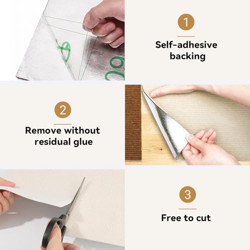 Selbstklebende Teppichfliesen Teppich Fliesen Teppichboden PVC Bodenbelag Filz Vinylboden Klebefliesen Boden Teppiche Selbstklebend Strapazierfähiger Boho Teppich Beige für Wohnung, Büro 30cm 10 Stück