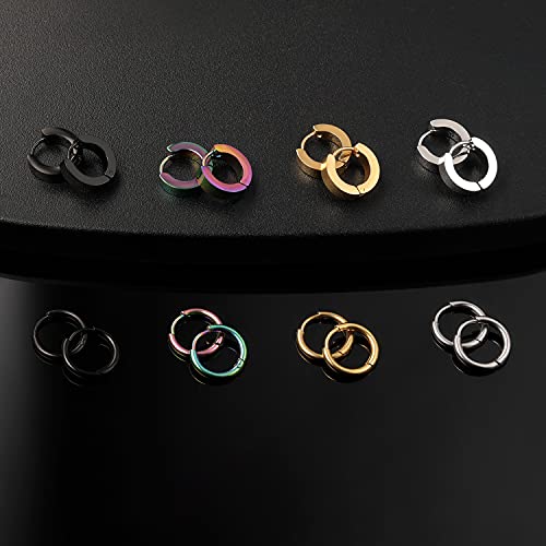 8 Pairs 316L Surgical Stainless Steel Huggie Earrings Hoop Earrings For Women Small Chunky Hoop Earrings Set For Women Men #TOP2