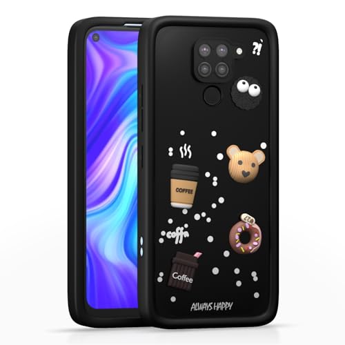 Image of Outlouders Back Cover for Redmi Note 9 | Cute Fun Cartoon 3D Bear Silicone | Full Body Protection Bumper Case (Black)