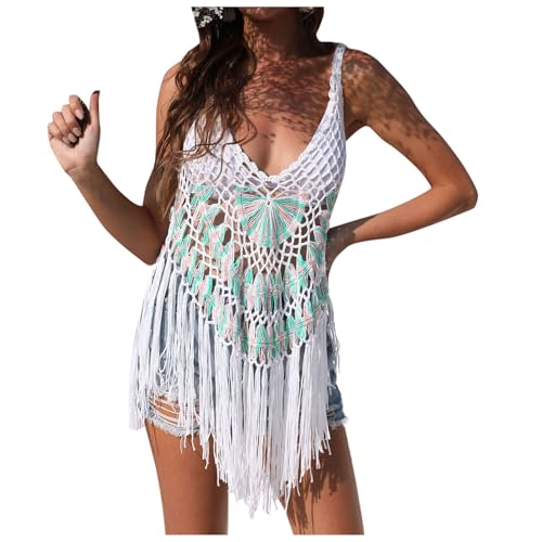 Blusa de bikini de playa con borlas para tarde de chiringuito