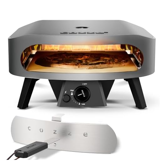 cozze 17" Großer Pizzaofen Gas Outdoor (50mbar) - Pizza Backofen mit Regulator für Familienpizzen – Inkl. Gasschlauch & Regler – 8,0 kW U-Brenner – für Garten & Terrasse