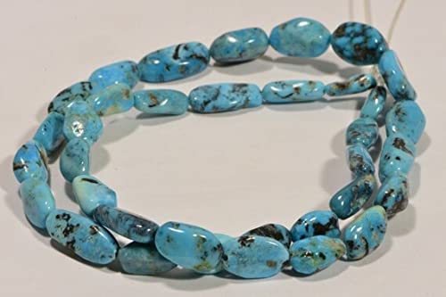 Turquoise naturelle en perles pour création de bijoux fil de pépites du Nevada 16 pouces