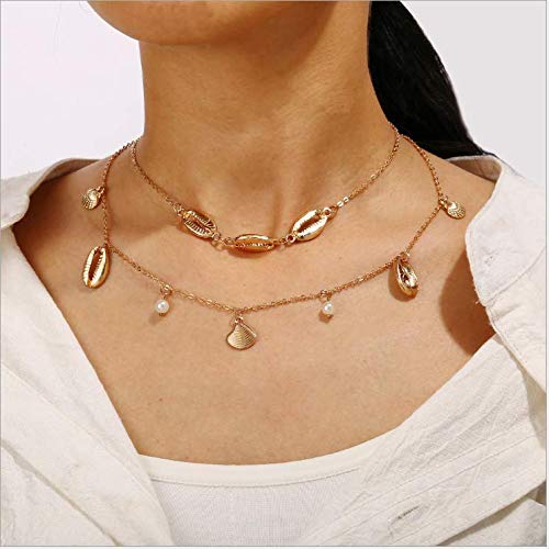 Preisvergleich Produktbild Halskette mit Muschelanhänger im Boho-Stil, für Damen und Mädchen