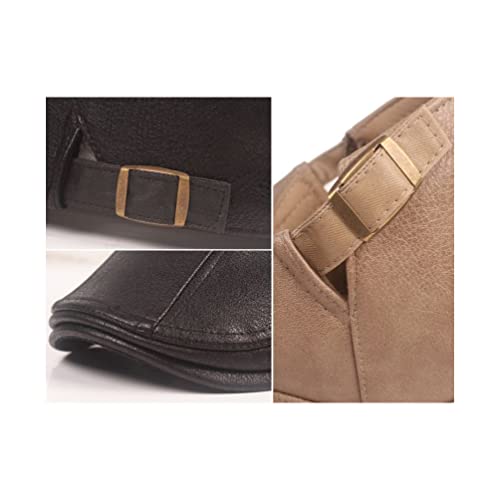 Withmoons Adjustable Faux Leather Ivy Flat Cap Cabbie Newsboy Fishing Hat Yz30112 (Black) #TOP3