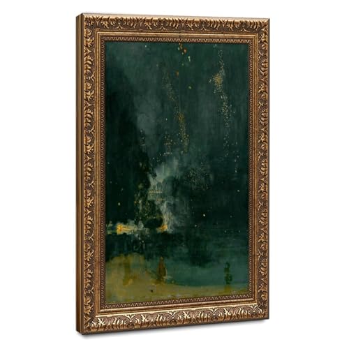 Peinture Nocturne en noir et or James Whistle cadre 40x60cm