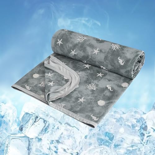 WONGS BEDDING Kühldecke Sommerdecke mit Japanische Arc-Chill Q-Max 0,43 Kühlfasern, Kühlende Decke für Menschen Absorbiert Körperwärme Selbstkühlende Decke für Bett, Grau 150x200cm