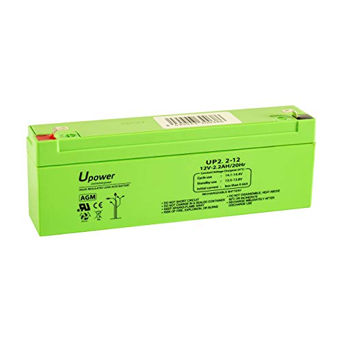 U-Power Batería AGM 12V 2.2Ah – Sellada Recargable Plomo-Ácido VRLA – para Alarmas, SAI/UPS, Seguridad, Juguetes Eléctricos y Más – Terminal Faston F1 (4.8 mm)