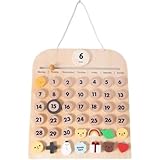 BIBAPU 木製子供おもちゃ 磁気永久カレンダー | 赤ちゃん認知デスクトップペンダント兼用 - 早期教育教材機能付き（教育デスクトップおもちゃ/誕生日・クリスマスギフト最適） (B) [並行輸入品]