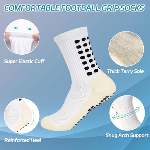 Kids Soccer Grip Socks Boys Girls Non Slip Athletic Crew Sports Socks 3 Pairs Football Basketball 4-16 Years2