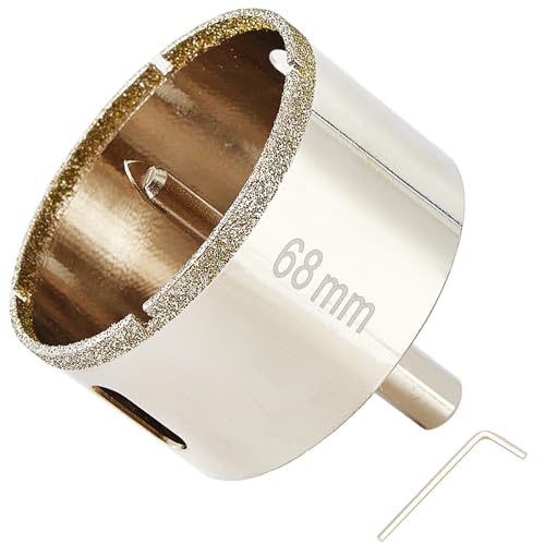 2 5/8 Inch (68mm) Diamond Hole Saw with Pilot Bit, Easy Drilling 68mm Hole Saw Drill Bits for Porcelain Tile, Granite, Ceramic, Marble, Glass, Stones, 1 3/8" Depth of Cut