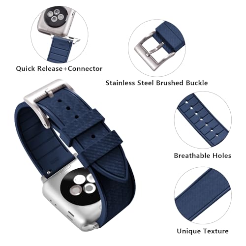 PTFULUOS FKM Rubber Watch Bands for Apple Watch - Compatible with 38/40/41/42/44/45/46/49mm Strap - Sport Replacement Wristbands for iWatch Series 9/8/7/6/5/4/3/2/1 Ultra SE Men Women (Navy Blue, 38mm/40mm/41mm/(42mm series 10)) - image 2