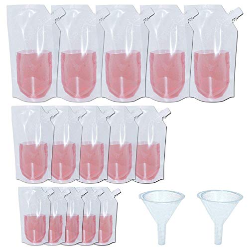 15pcs Concealable Collapsible Liquor Bags With 2 Funnel, 3 Sizes-32 oz, 16 oz