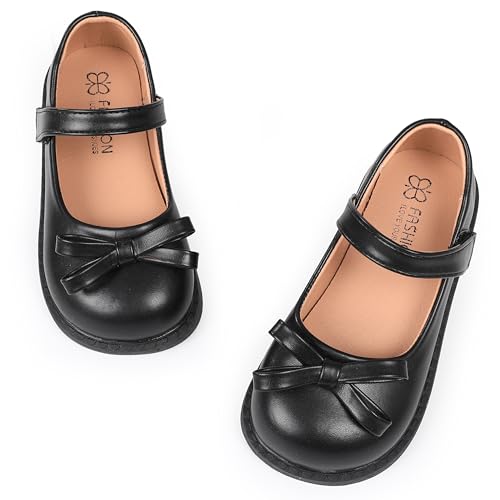 CIOR Toddler Little Girls Mary Jane Dress Shoes School Party Princess Dress Shoes for Girls Flats-U124MLZ651.ET-black-29