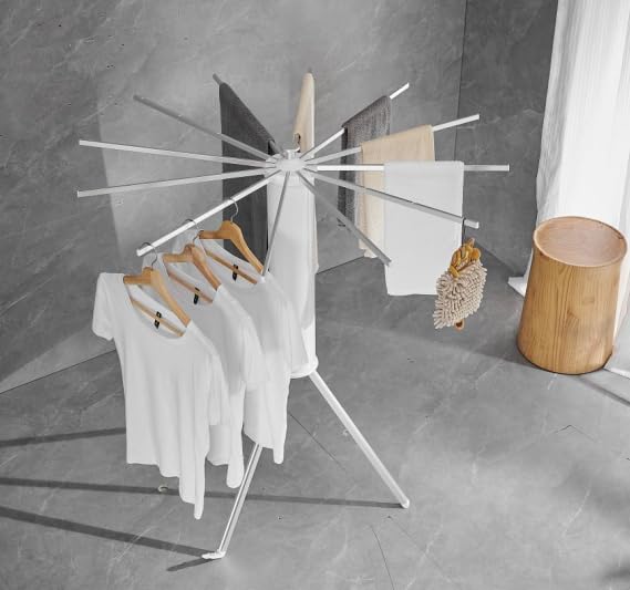 JOOM Tripod Clothes Drying Rack, Garment Rack Portable and Foldable Space Saving Laundry Drying Rack - Drying Rack clothing Floor Folding Balcony Bedroom Household aluminum
