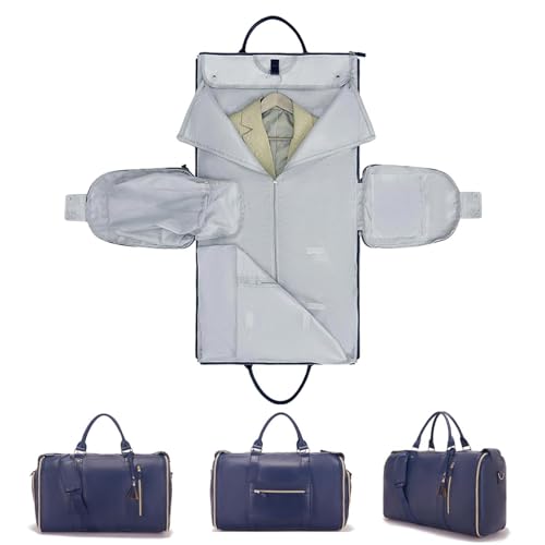 Convertible Carry On Garment Bag, Garment Duffle Bags for Travel, Foldable Garment Duffle Bag, 3 In 1 Garment Bags for Travel, Suit Travel Bags for Men Women Gifts for Retirement-Blue