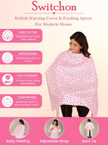 Image of Switchon Feeding Apron Cover Maternity Cover 100% Cotton Maternity Breastfeeding Multipurpose for Mothers