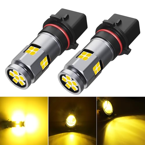Fulanmi PSX26W LED Fog Light Bulbs 2400 Lumens Super Bright 3000K Gold Yellow Compatible with H28W 12278 PG18.5d-3 PWY26W Strong Light Penetration for Bad Weather Pack 2