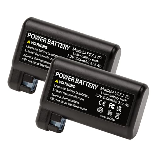 Easekent Lot de 2 Batteries de Remplacement Lithium-ION 7,2V 3000mAh pour Aspirateur Robot AEG Electrolux Osiris RX7-1-TM, RX9-1-SGM, RX9-1-IBM, RX9-2-4STN,...