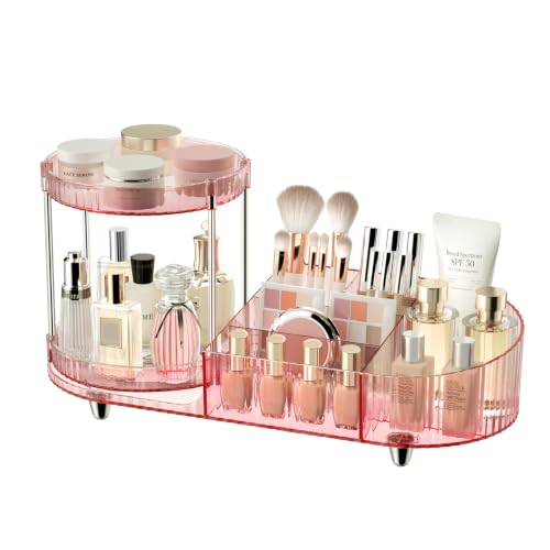 Image of Makeup Organizers for Vanity, 2 Rotating Perfume Trays and 5-Compartment