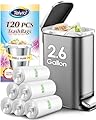 2.6 Gallon 120 Counts Strong Trash Bags Garbage Bags by Teivio, Bathroom Trash Can Bin Liners, Small Plastic Bags for home office kitchen, Clear