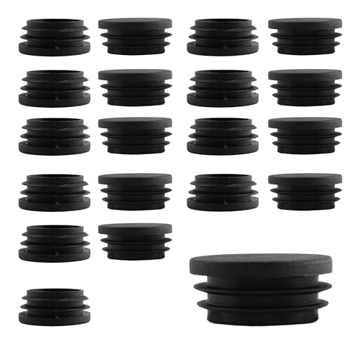 20Pcs 38mm(1-1/2Inch) Round Plastic Plug, Pipe Tubing End Cap, Black Furniture Finishing Sliders, Plastic Glide Protection for Round Metal Tube and Furniture