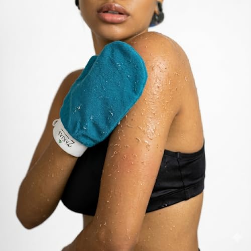 Image of Zakia's Morocco Moroccan Kessa Exfoliating Scrub Glove - Teal Blue