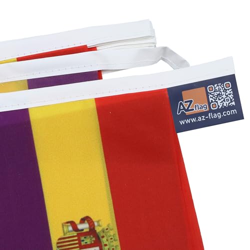 Image of AZ FLAG Second Spanish Republic Coat of Arms 6 meters BUNTING Flag 20 flags 9'' x 6'' - Spain Republican STRING flags 15 x 21 cm