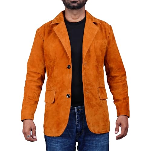 Image of Suede Leather Blazer for Men Suede Sport Coat for Men Blazer Suede Leather Jacket Blazer Coat for Men
