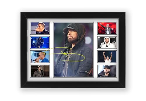 AllStarMedia Inspired Eminem Autograph Poster Print - Limited Edition Collage Of The Music Legend - Signed Collector Merchandise For Fans And Rap Music Lovers (Unframed A4 (30x20cm))