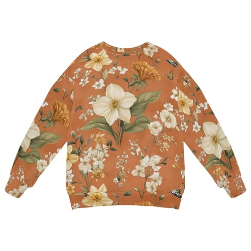 JUNZAN Summer Flowers Daffodils Begonia Terracotta Little Girls Hoodie Sweatshirt Crewneck Tops Clothing Shirts Athletic 4T2