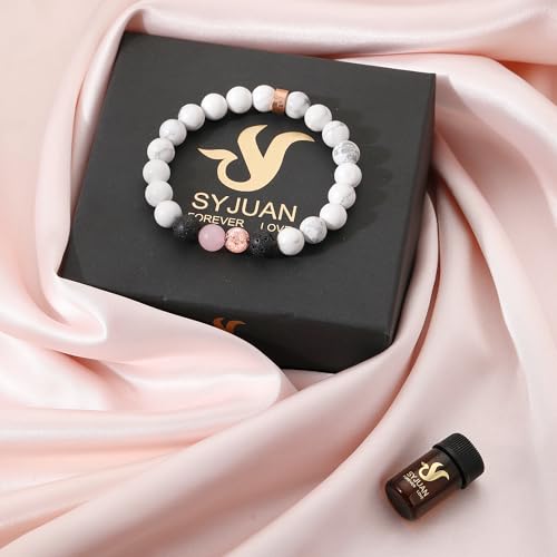 SYJUAN Anxiety Healing Bracelet Lavender Essential Oil Aromatheraphy Diffuser Lava Rock Bracelets Relaxation Gift for Women - Image 6