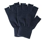 Simplicity Men/Women Half Gloves Solid Color Knitted Winter Warm Gloves, Navy