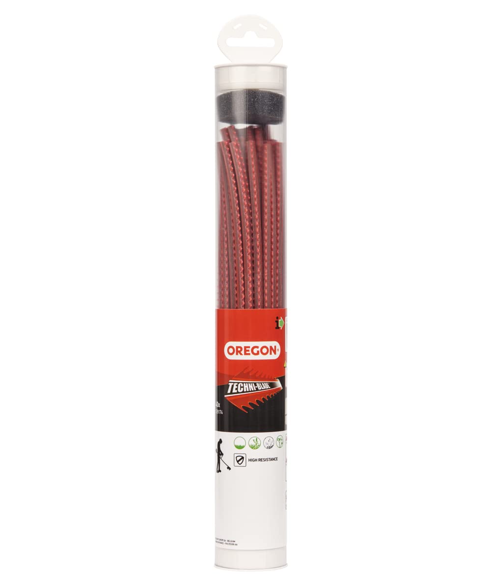 Oregon Jet Fit Tête de Coupe à 4 Fils, Tête Universelle à Installation Facile pour Coupe-Bordure & 539174 Fil de coupe strié prédécoupé Techni-Blade, rouge, 7 mm, 26 cm, 40 pièces