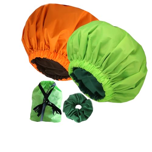 Bonnet de douche doublé satin Genergy orange et vert pour préserver le brushing