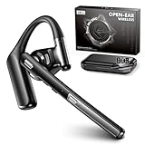 Bluetooth Headset V6.0, Open Ear Wireless Earpiece with Noise Canceling Mic, 96H Talking Time with the 950 mAh Charging Case for iOS Android Laptop, Headphones with Mute Button for Trucker Work