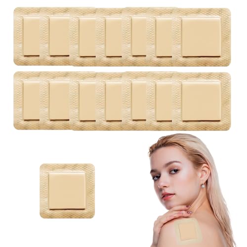 15 Piezas Apósito de Espuma Adhesiva de Silicona con Borde 7,5cm x 7,5cm (Almohadilla 4,5cm x 4,5cm) Caja de 10 Apósitos, Apositos Adhesivos Impermeables Para el Cuidado de Heridas Cutáne