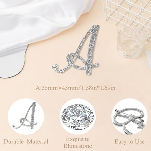 Image of Rhinestone Initial Brooch Pin for Women, Alphabet Gold Letter Brooch A-Z with Crystal, Metal Pin for Hat Bag Dress Suit Accessory for Men