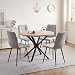 DEYARNA HOME Essgruppe 5-Teilig, 100cm Runder Esstisch und 4 Esszimmerstühle (Cord), Tisch und 4 Stühle für Küche, Wohnzimmer, Balkon, Restaurant, Büro (Helle Holzfarbe+Grau (Cord))