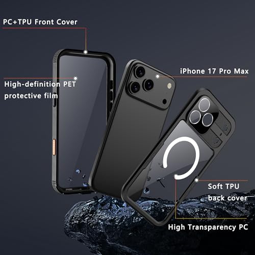 GOLDJU Magnetic for iPhone 17 Pro Max Case, Waterproof, Black - image 6