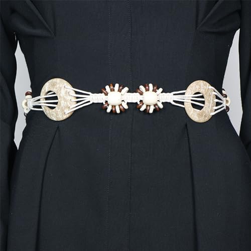 eartif Women Boho Braid Belt for Dress Western Style Tassel Rope Belt Wooden Beads Woven Waist Chain Belt Body Jewelry3