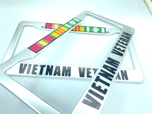 Aluminum Alloy Vietnam Veteran License Plate Frame Us Standard Vietnam Veteran License Plate Holder For Women Men(2 Pack) #TOP1
