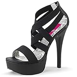  Higher-Heels Pink Label Damen Platform Sandaletten Teeze-47W schwarz Gr.47