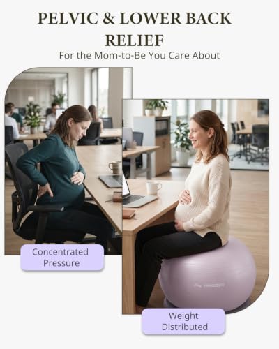 Image of Trideer Yoga Ball Chair with Base for Office Desk, Exercise & Stability Ball Seat, Pilates Ball for Core Training, Pregnancy Ball, Back Pain Relief & Active Sitting