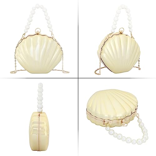 Image of Women Seashell Evening Bag Purse Mermaid Chain Strap Clutch Handbag Shoulder Bag | Seashell
