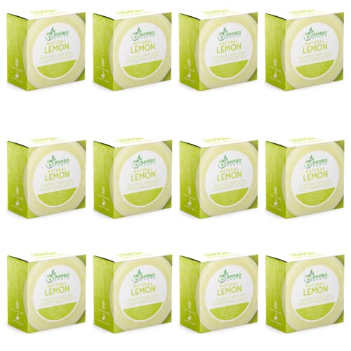 Solid Shampoo Bar And Conditioner Effect Hair Soap – 12 Pack Natural Shampoo Bars For Hair With Plant Based Essential Oils And Eco Friendly Zero Waste Biodegradable Packaging (Lemon Pack Of 12)
