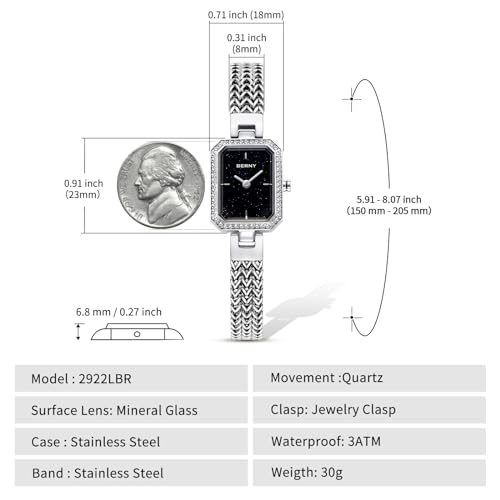 Premium BERNY Women's Silver Watch and Bracelet Set - Dainty Quartz Timepiece with Crystal Accents - Elegant Fashion Gift for Her - Image 5