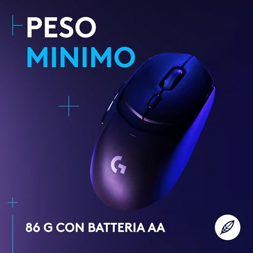 309 LIGHTSPEED Mouse gaming wirelessleggero, interruttori ibridi LIGHTFORCE, sensore HERO 25K, oltre 300 ore con batteria AA, 6 pulsanti programmabili, PC e Mac - Nero - Mouse gaming - Immagine 4