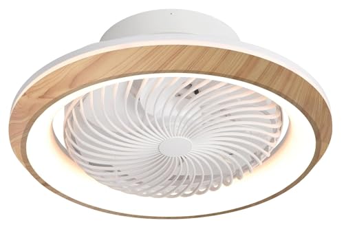DUPI Ventilador Plafon de Techo con Luz Led OSCILAND, función oscilante 360º. 6 Velocidades, color de luz regulable. Mando a distancia. (Haya)